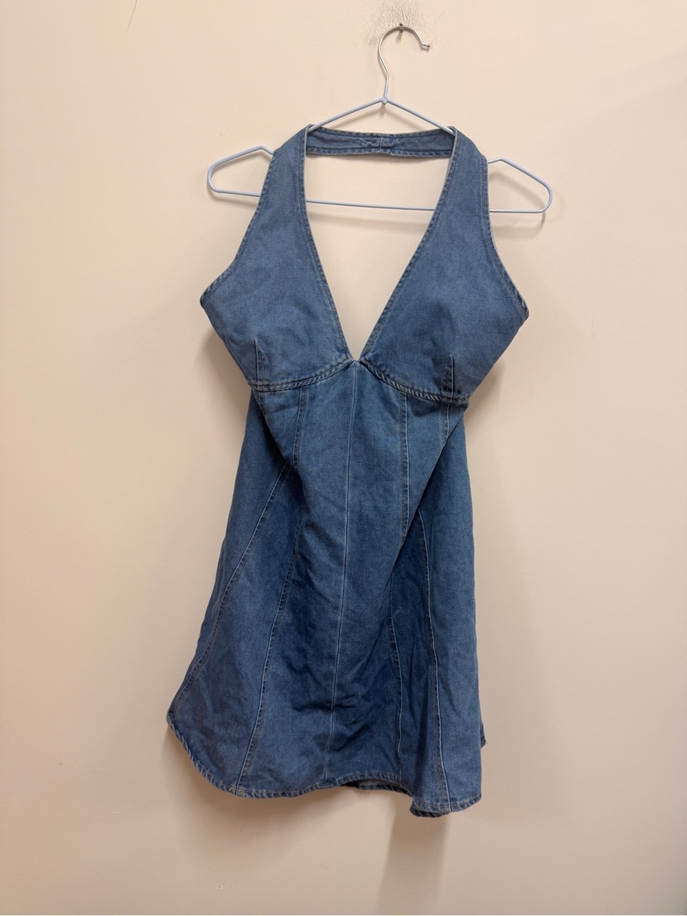 Altar'd State Denim Halter Mini Dress - Light Blue